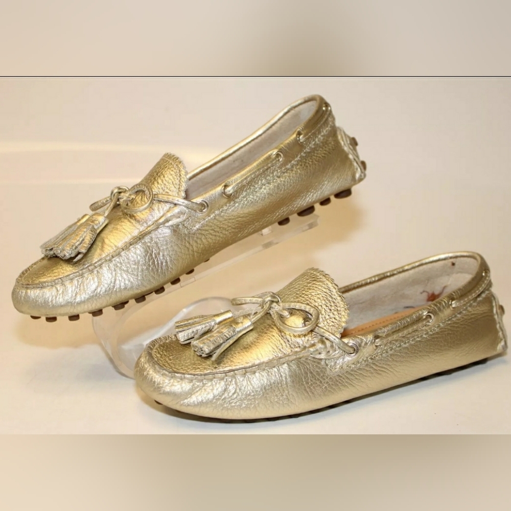 Like NEW Coach Nadia Metallic Leather Moccasin Driving Slip Slide Loafer 6 B